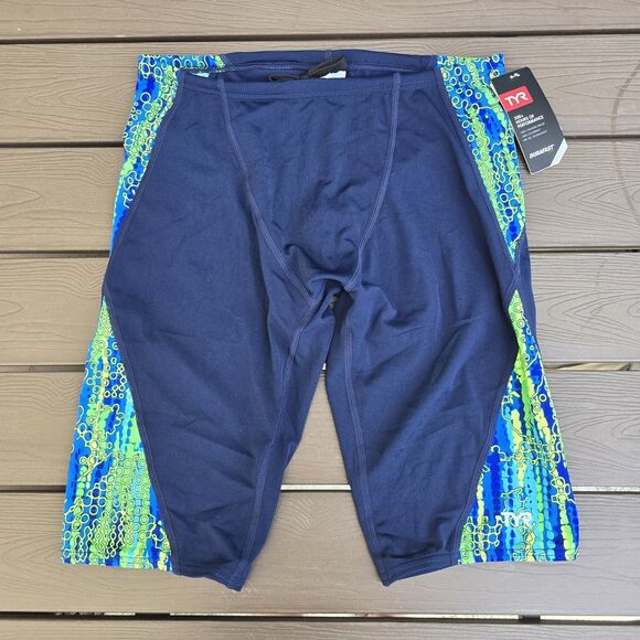 TYR Men's Durafast One Hiromi Blade Splice Navy/green Jammer SZ 32 New - Picture 1 of 3
